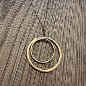 Gold Double Circle Pendant Necklace Statement Minimalist Jewelry
